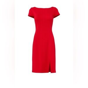 St John Red Milano Wool Blend Knit Shift Dress Size 8
